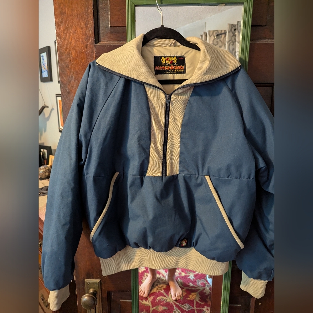 Vintage Hansa Branta Goose Down  Blue and Cream Goose Down Jacket